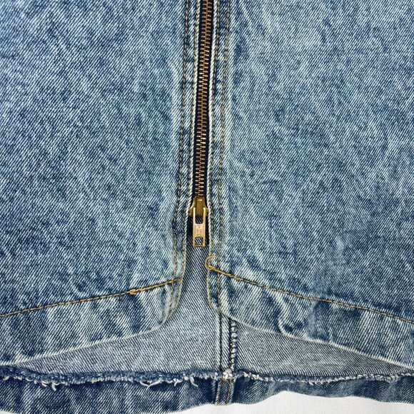 VTG Stonewashed Denim Skirt Juniors Size 13 100% Cotton Front Zip Y2K Streetwear - Picture 5 of 11